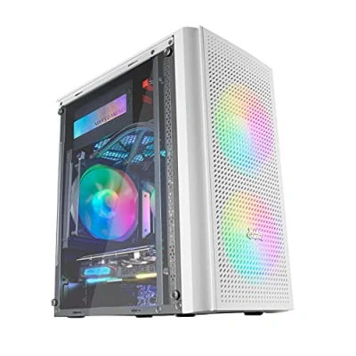 Immagine di Mars Gaming MC300W, Case PC Micro ATX, Vetro Temperato, MESH Frontale, 3x Ventole FRGB, Bianco