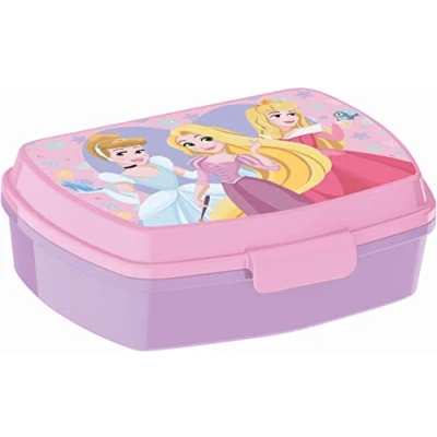 Immagine di ALMACENESADAN Sandwich rettangolare multicolore; prodotto in plastica riutilizzabile; privo di BPA; dimensioni interne 16,5 x 11,5 5,5 cm (Disney Princeses)