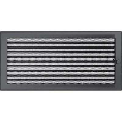 Immagine di Griglia di ventilazione KRATKI con veneziane (lamelle) 22 x 45 cm Grafite scarico Per camino meccanicamente e resistente al surriscaldamento ogni tipo interno