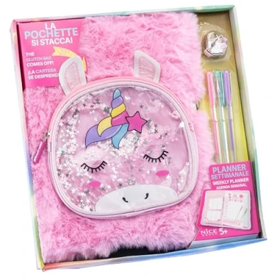 Immagine di Nice Group Magic Unicorn Fun Notebook, Quaderno Peloso a tema Unicorno con Pochette