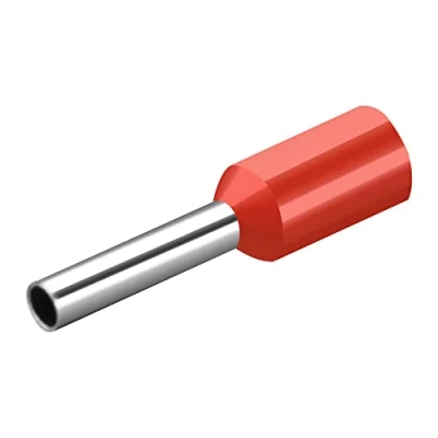 Immagine di Heschen Terminale per cavi, E1008, AWG18/1,0 mm², filo di rame, connettore a crimpare, isolato in vinile, rosso, confezione da 1000