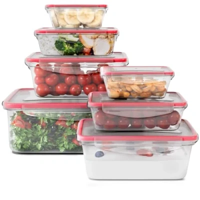 Immagine di Classbach C FHD 4008 K Set di 7 contenitori in plastica con coperchio, 100% ermetici, adatti per lavastoviglie, microonde e congelatore