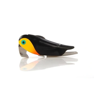 Immagine di Qpractiko Cavatappi &quot;Tucan&quot; Design Ergonomico a Forma di Uccello Spirale in Teflon per Estrazione Facile Lama Sega Curva e Apriscatole Acciaio Inossidabile