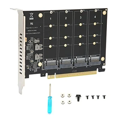 Immagine di Scheda Adattatore da SSD a PCIE, 4 Porte M.2 NVMe PCIE X16 M Key Convertitore Disco Rigido di Espansione con Schede SATA(ph44)