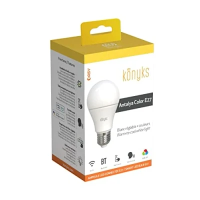 Immagine di Konyks Lampadina connessa Samrtbulb Antalya Color E27 LED WiFi + Bluetooth, 1055 Lumen, 11 W, Colori Bianco regolabile, compatibile con Alexa o Google Home,