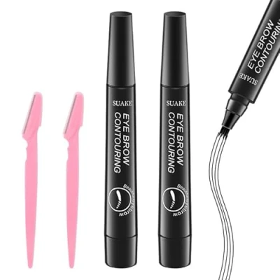 Immagine di 2 Pezzi Matita Sopracciglia Waterproof,Penna Effetto Pelo,Penna Microblading Sopracciglia,Microblade Sopracciglio Penna Creando,Matita Per (Nero)