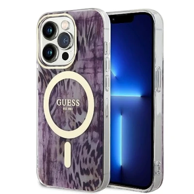Immagine di CG MOBILE GUHMP14 Guess Magfit Leopard Pattern Custodia per iPhone 14 Pro Max Rosa