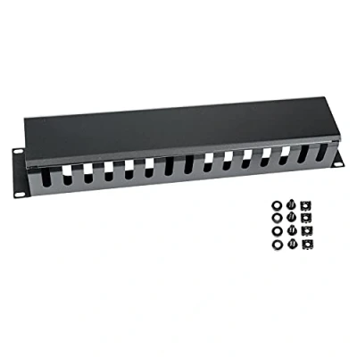 Immagine di HMF 65452 02 Gestione cavi con copertura per armadio server 19&quot; 2U Nero
