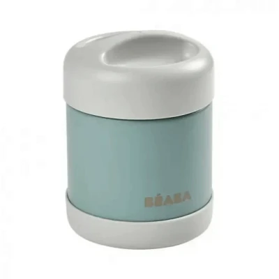 Immagine di Béaba, Vasetto Termico per Conservazione Alimenti, Neonati e Bambini, 100% Ermetico, Inox, Conserva Caldo/Freddo più di 5 Ore, Doppia Parete, 300 ml, Grigio/Verde