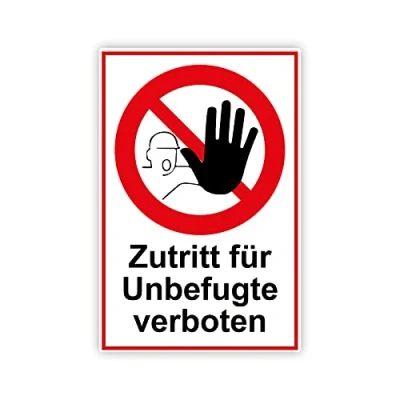 Immagine di Cartello vietato accesso a persone non autorizzate, 20 x 30 cm, in robusto PVC espanso da 3 mm, con protezione UV di Strobo