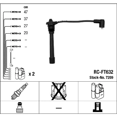 Immagine di NGK 7209 Kit Cavi Accensione 4 FIAT: Punto I Hatchback, Cabrio, LANCIA: Y