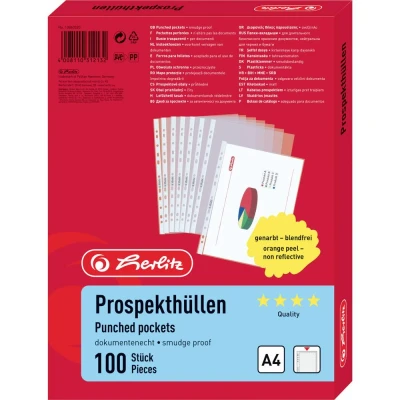 Immagine di Busta Herlitz 10840320 DIN A4 PP Trasparente 100 pz.