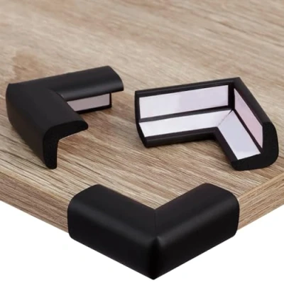 Immagine di Hoffenbach Paraspigoli per bambini, autoadesivo, protezione antiurto bambini e colore bianco/nero/marrone, (Nero, 12 pezzi)