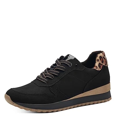 Immagine di MARCO TOZZI Sneakers Donna Basse Eleganti con Lacci, Black/Leo, 36 EU