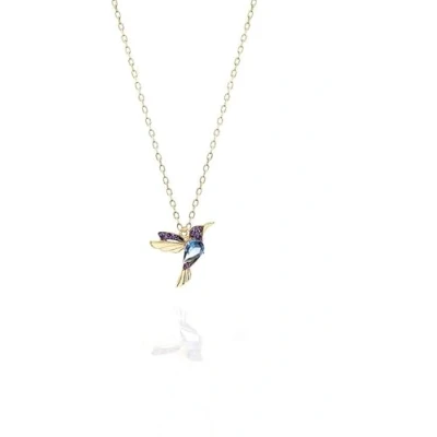Immagine di Einzelstück Collana con ciondolo a forma di uccello, in argento Sterling 925 e zirconi, Oro, Zirconia cubica