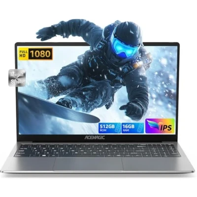 Immagine di 2025 ACEMAGIC PC Portatile,lntel Twin Lake N150 Fino a 3.6GHz,15,6&quot; FHD Notebook,RAM 16GB SSD 512GB,2.4G/5G WiFi,BT5.0,Type_C, USB3.2,HDMI,Ad alte prestazioni Computer,Guscio Metallico Laptop