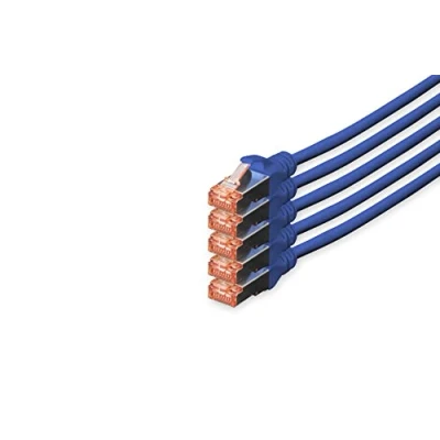 Immagine di Digitus DK 1644 100 B 5 RJ45 cavo di rete, patch CAT 6 S/FTP 10.00 m Blu Schermatura a fogli, totale, Schermato, Privo alogeni, Simplex,