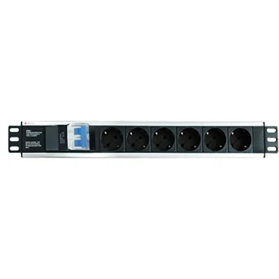 Immagine di Techly Professional 023233 Multipresa 6 Posti da Rack 19&quot; con Magnetotermico Spina Schuko Angolata 1.5U Nero/Argento