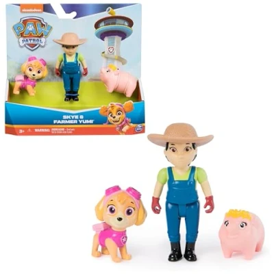 Immagine di Paw Patrol, Set di personaggi Skye e contadina Yumi con maialino, giocattoli per bambini bambine da 3 anni in su