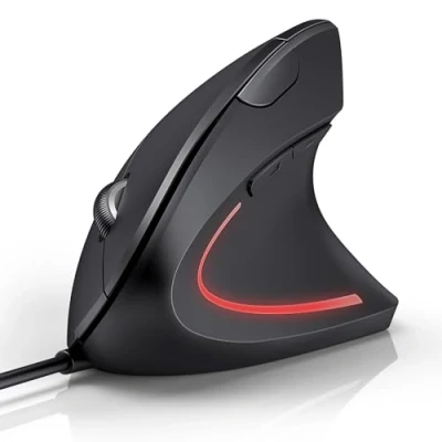 Immagine di TECKNET Mouse Verticale Cablato, 6400 DPI Ergonomico con Filo, Protezione del Polso, Cavo USB 1,5 m, Silenzioso 6 Pulsanti per PC, Laptop, Windows, Mac, Nero
