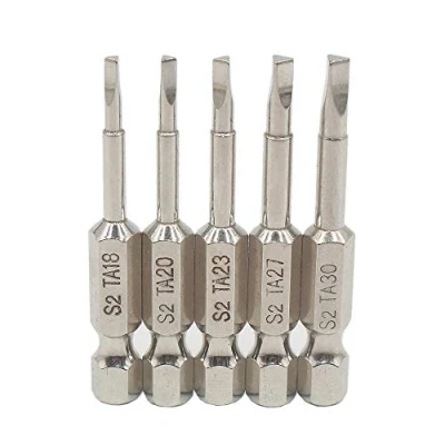 Immagine di Uacen Set di punte triangolari magnetiche, 5 pezzi, S2, in acciaio, esagonali, 1/4&quot;, lunghezza 50 mm