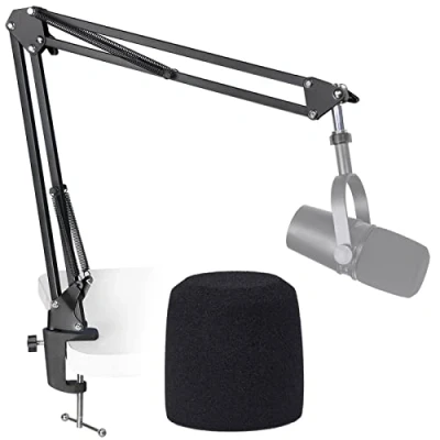 Immagine di SUNMON braccio per Shure MV7 Asta microfono con filtro antipop, a forbice regolabile antipop compatibile MV7, MV7X e SM7B