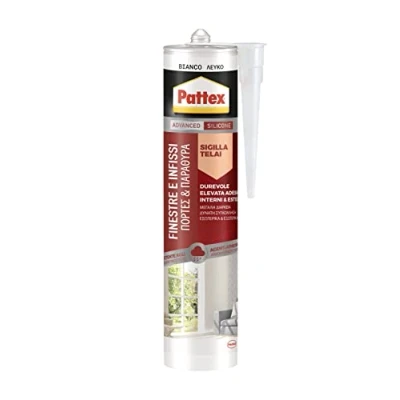 Immagine di Pattex Silicone Sigillante Finestre Infissi, Bianco Neutro a Basso Modulo, Elastico, per Serramenti, Porte, e Interni ed Esterni, Inodore, Cartuccia da 280 ml