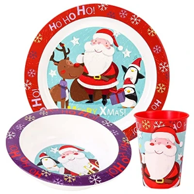 Immagine di Set di stoviglie per bambini, 3 pezzi, con piatto, ciotola e tazza, senza BPA