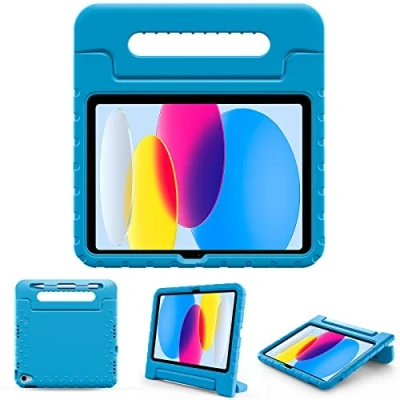 Immagine di ProCase Custodia iPad 10 Generazione per Bambini, Cover 2022 10,9 Pollici [A2696 A2757 A2777] Antiurto con Maniglia Convertibile Blu