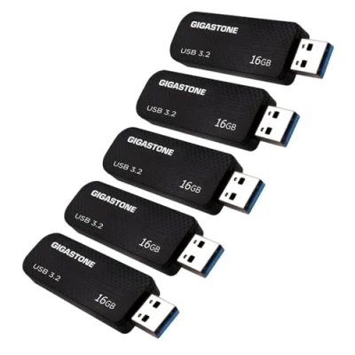 Immagine di Gigastone Chiavetta USB 16 GB Set da 5, Z30 3.2 Gen 1 Professional Serie, Senza cappuccio con design retrattile, compatibile interfaccia 2.0 / 3.0 3.1