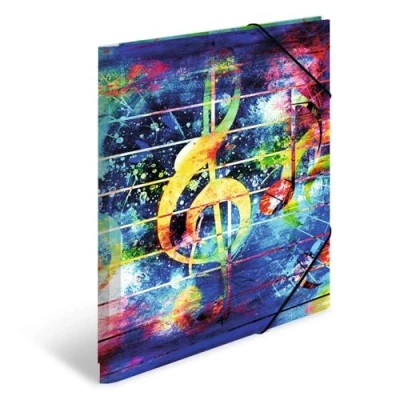 Immagine di HERMA Cartellina portadocumenti A4 Musica, per bambini, in plastica con motivo artistico, elastico, alette interne e stampa interna ragazzi ragazze