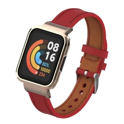Immagine di nuosiweilang Compatibile con Xiaomi Mi Watch Lite 2/Redmi 2 Cinturini,Mi Bracciale Cinturino in Pelle Sostituisci Accessori Redmi 2,Rosso