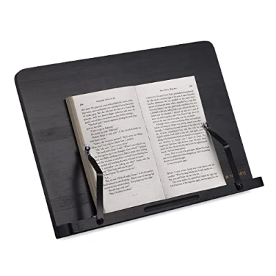 Immagine di Navaris Leggio Portalibri Tablet e Reader Libri Cartacei 34 x 24cm Espositore Legno per Libro Cucina Supporto PC Cavalletto Inclinazione Regolabile Nero