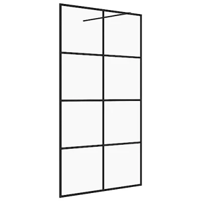Immagine di vidaXL Parete per Doccia Walk in Vetro Trasparente ESG 90x195 cm Nera