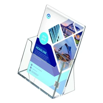 Immagine di DISPLAY SALES Porta Brochure da Tavolo DIN A4 Documenti in Formato Verticale Cartoline Stand up Acrilico Trasparente 10 Espositore per Ogni Occasione