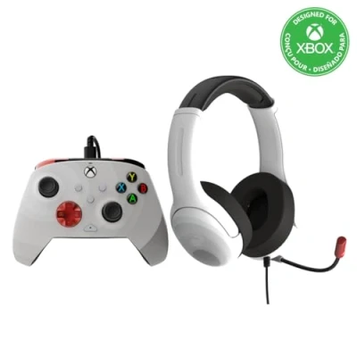 Immagine di PDP XBX BUNDLE Rematch CONTROLLER and Airlite Wired Headset Radial White for Xbox Series XS, One, Officially Licensed