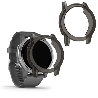 Immagine di kwmobile Set 2x Custodia Smartwatch Compatibile con Garmin Vivoactive 4 (45 mm) Cover Case Trasparente Protezione Orologio Fitness nero/trasparente