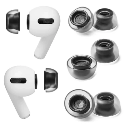 Immagine di AZLA SednaEarfit Crystal AirPods Pro (M/ML/L) Auricolare In Ear Cuscinetto per cuffia 3 Paio/a Nero, Trasparente