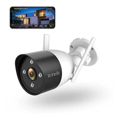 Immagine di Tenda Telecamera Wi Fi Esterno, 1080P Videocamera Sorveglianza Esterno con Visione Notturna a Colori 30m, Audio Bidirezionale, Rilevamento di Movimento e Persone, Compatibile Alexa, CT3