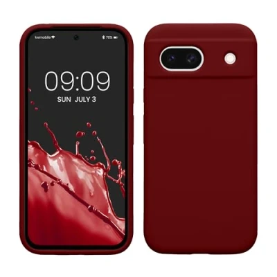 Immagine di kwmobile Cover per Google Pixel 8a Custodia Back Case Smartphone in Silicone TPU Protezione Gommata rosso rabarbaro