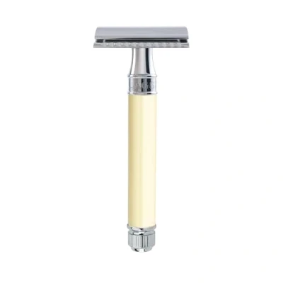 Immagine di Edwin Jagger DE87BLAMZ Classico rasoio di sicurezza manuale a doppio filo, ecologico e riutilizzabile per uomo donna, crema da barba o sapone, adatto tutte le lame DE (avorio)