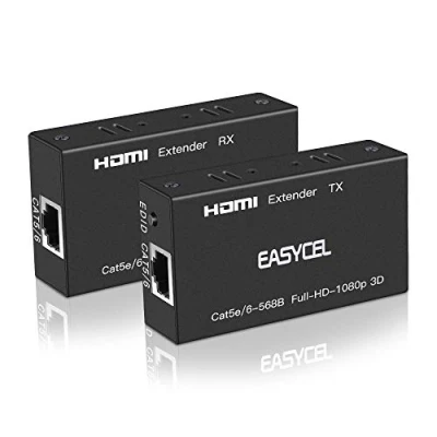 Immagine di EASYCEL HDMI Extender 60M Ethernet, Trasmettitore Ricevitore, a RJ45 Cat5e Cat6 Cat7 Ethernet cavo fino 196 piedi, Supporto 1080p, 3D, HDCP, EDID