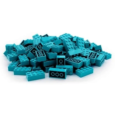 Immagine di Lego Pietre classiche, turchese scuro, 2 x 4 mattoncini da costruzione, 100 pezzi, accessori ed estensione per scatole e piastra Basic Bricks (3001)