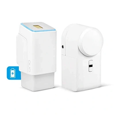 Immagine di EKEY UNO 200004 Lettore d’impronta digitale con batteria ricaricabile eqiva BLUETOOTH® Smart Attuatore serratura, Set di retrofit a per tutte le porte uso comune, bianco