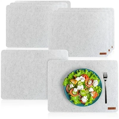 Immagine di com four® 8X tovagliette Lavabili in Feltro tovaglietta Resistente al Calore per 8 Persone Extra Spesse e Antiscivolo (Tovaglietta Americana Grigia Pezzi)