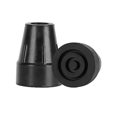 Immagine di supregear Punte per Stampelle, 2 Coppia di Stampelle in Gomma Resistente Antiscivolo Accessorio Standard Pieghevoli da 22mm Diametro, Nero