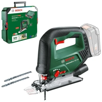 Immagine di Bosch seghetto alternativo a batteria AdvancedSaw 18V 140 (funzione pendolo; motore brushless; profondità taglio: mm/10 mm/20 mm; 3 lame; senza e caricabatteria; Systembox) Amazon Edition