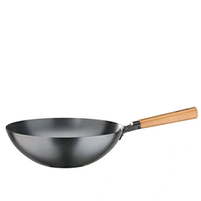 Immagine di Spring WOK in acciaio al carbonio e manico legno