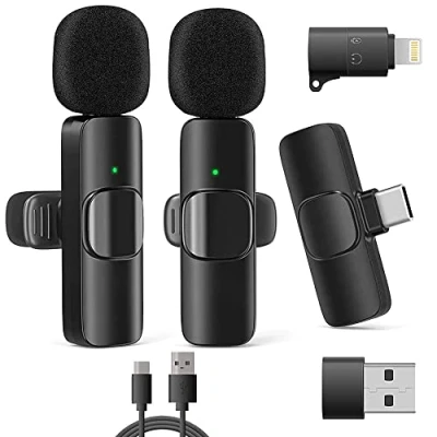 Immagine di VOVIGGOL Microfono Lavalier Wireless per iPhone iPad Androide e PC, 2,4 GHz No Bluetooth Smartphone Telefono Mini Mic Senza Fili Registrazione video TikTok YouTube Facebook