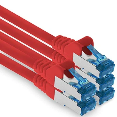 Immagine di 1aTTack.de 5m CAT.6 Cavo di rete LAN Ethernet Gigabit RJ45 CAT 6 patch A 10000 Mbit s Sftp Pimf 500 MHz compatibile con CAT5 CAT6 CAT7 Cat8 rosso 5 pezzi